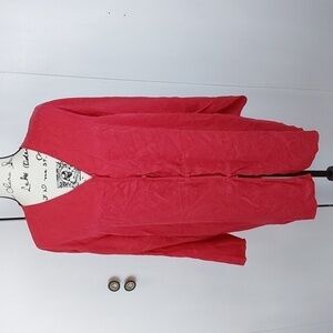 Victoria's Secret- Womens Vintage Gold Label Red Silk Kimono embossed Sz.Large